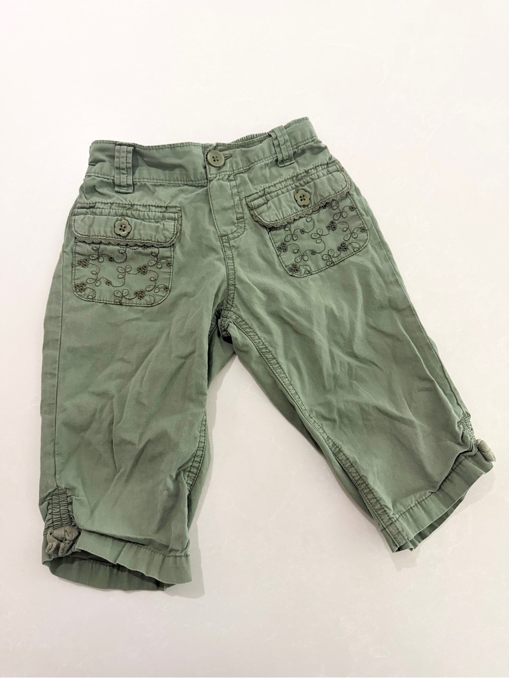 OshKosh B'gosh Toddler Girls Sage Green Embroidered Pants • Size 4T